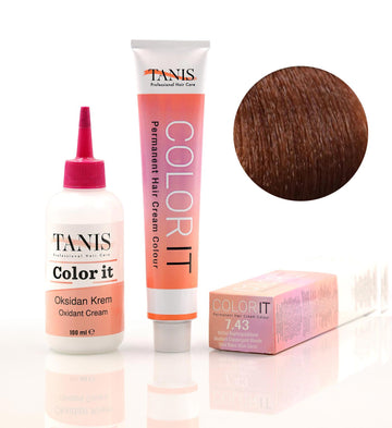 TANIS COLOR-IT Permanent Hårfärg 7.43 Mellan Koppar-Guldblond (100 ml)