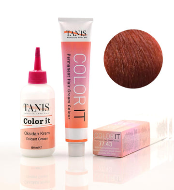 TANIS COLOR-IT Permanent Hårfärg 77.43 Mellan Koppar-Guldblond Intensiv (100 ml)