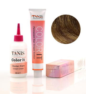 TANIS COLOR-IT Permanent Hårfärg 8.7 Kaffe Latte (100 ml)